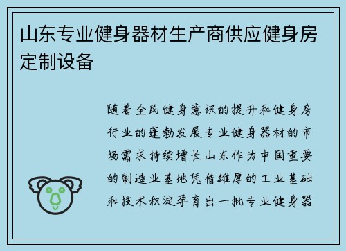 山东专业健身器材生产商供应健身房定制设备
